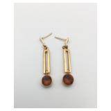 18KGOLD DROP EARRINGS BROWN STONES 2.05G