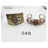 CUFF BRACELETS FILIGREE PURPLE CENTER STONE