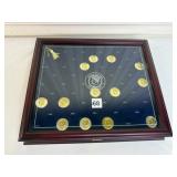 GLASS TOP PRESENTATION BOX W/ JFK HALVES