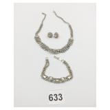 RHINESTONE NECKLACE BRACELET EARRINGS