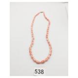 VINTAGE ANGEL SKIN CORAL NECKLACE CARVED TULIPS