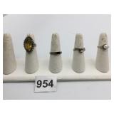FOUR 925 SILVER RINGS  SIZES 9,5,6