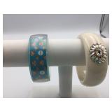 BANGLE BRACELETS PLASTIC IVORY COLOR APPLIED