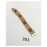 BRACELET GOLD TONE MESH APPLIED DECORATIVE