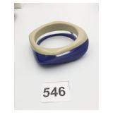 BANGLE BRACELET PLASTIC BLUE CLEAR BEIGE LAYERS