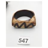 SQUARE BANGLE BRACELET MOTTLED BROWN PLASTIC
