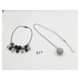 CHOKER WITHBLACK AND CLEAR FACETED BEADS SILVER