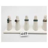 RING GROUP SILVER 925 TOTAL WEIGHT 22.93OZT SIZE