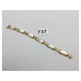 BRACELET MOTHER OF PEARL GOLD TONE ASIAN