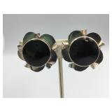 925 MEXICO FLOWER EARRINGS BLACK CENTER