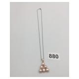 SILVER 925 STACKED PEARL BEAD PENDANT NECKLACE