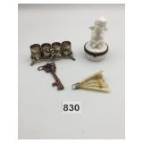 ANTIQUE LIPSTICK HOLDER BIG COPPER COLOR KEY