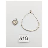 STERLING SILVER BRACELET SLIDE CLOSE PINK STONES