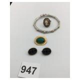 HINGED BANGLE BRACELET CAMEO RING ADJUSTABLE PIN