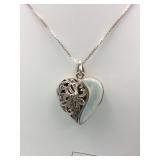 HEART LOCKET NECKLACE MOTHER OF PEARL