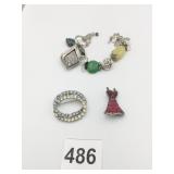 BRACELET WITH PEACE SIGN RED RHINESTONE DRESS