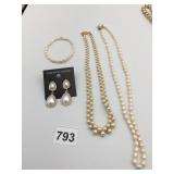 PEARL NECKLACES SAKS FIFTH AVE RHINESTONE DROP