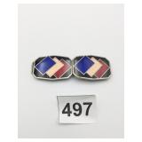 BELT BUCKLE ENAMEL 2 PC UNBRANDED