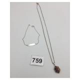 SILVER 925 BLANK ID BRACELET FINE CHAIN COLORED