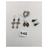 STERLING DROP EARRINGS WITH STONES STERLING