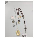 ROSARY BEADS ANGEL PENDANT NECKLACE CROSS