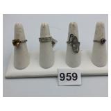 SILVER 925 RINGS SIZE 7,8 RHINESTONE BANDS
