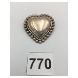 MEXICO 925 SILVER HEART PIN 1-1/2"