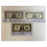 1934, 1935, 1957 THREE  $1.00 SILVER CERTIFICATE