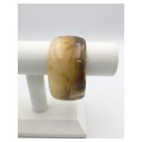 WIDE BANGLE BRACELET 1-1/2" PLASTIC MOTTLED BEIGE