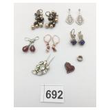 EARRING GROUP DROP DANGLE BLUE RED BROWN STONES