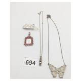 ANGEL PIN SILVER TONE MINIATURE PICTURE FRAME RED