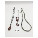 NECKLACES SMOKEY AND BLACK BEAD 28" BLACK CHAIN