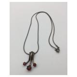 SILVER 925 PENDANT NECKLACE RED STONES