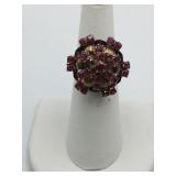 10K GOLDRING RED STONES SIZE 6 WEIGHT 4.83G