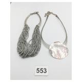 SILVER TONE CHOKER NECKLACES CHICOS SILVER DISC