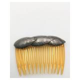VINTAGE HAIR BARRETTE WITH SILVER METAL LEAVES
