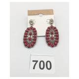 RED SQUASH BLOSSOM DROP EARRINGS CARDED NEW
