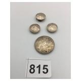 SILVER 925 BUTTON COVERS ONE LARGE 3 SMALL