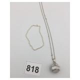 PENDANT NECKLACE MOTHER OF PEARL BALL STERLING