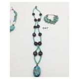 BLUE STONE NECKLACE TURQUOISE CHIP BRACELET