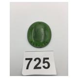 GERMAN GREEN GLASS BADGE FEATURING PROFILE AND