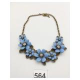 JOAN RIVERS STATEMENT NECKLACE BLUE FLOWERS