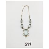 STERLING SILVER NECKLACE DROP PENDANT PALE BLUE