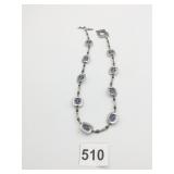 STERLING SILVER 18" NECKLACE TOGGLE CLOSE BLUE