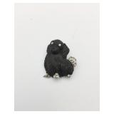 SILVER 925 BLACK SITTING DOG PIN .290 OZT