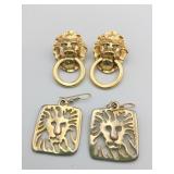 LIONS HEAD EARRINGS KJL FOR AVON DOORKNOCKER