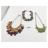 BEADED NECKLACES GREEN BROWN