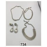 RHINESTONE NECKLACES LONG DROP EARRINGS