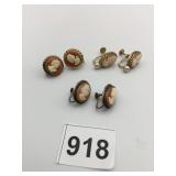 CAMEO SCREW BACK EARRINGS THREE PAIR