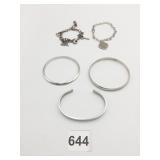 BRACELETS SILVER TONE BANGLE CUFF CHARM